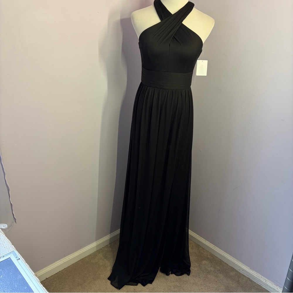 David’s Bridal Long Chiffon Crisscross Dress, NWT, Size 4